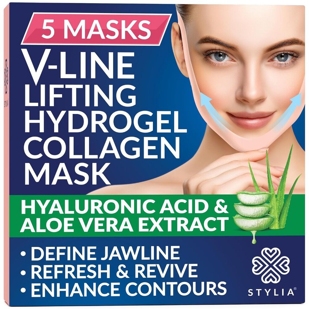 5 Piece V-Line Lifting Collagen Face Mask with Hyaluronic Acid Jawline Collagen
